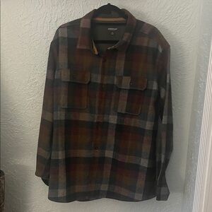 Men's Plaid Shirt Jacket - Black, Brown, and Gray